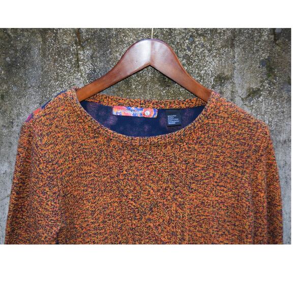 Desigual Multicolor Knit Sweater with Floral Back Panel Size L - Picture 2 of 3